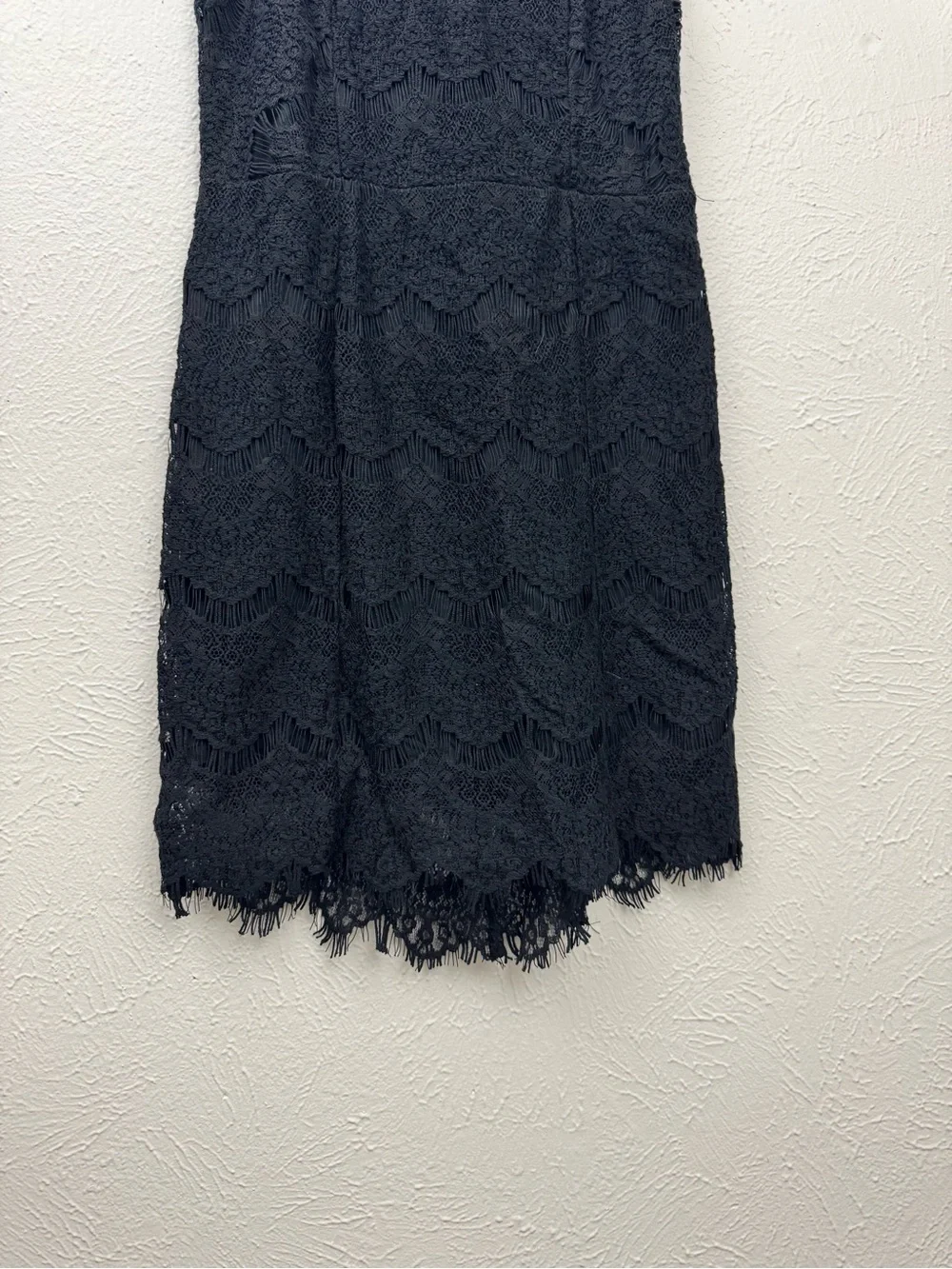 NWT Free People Black Lace Open Back Mini Dress Size Medium Mock Neck Cocktail